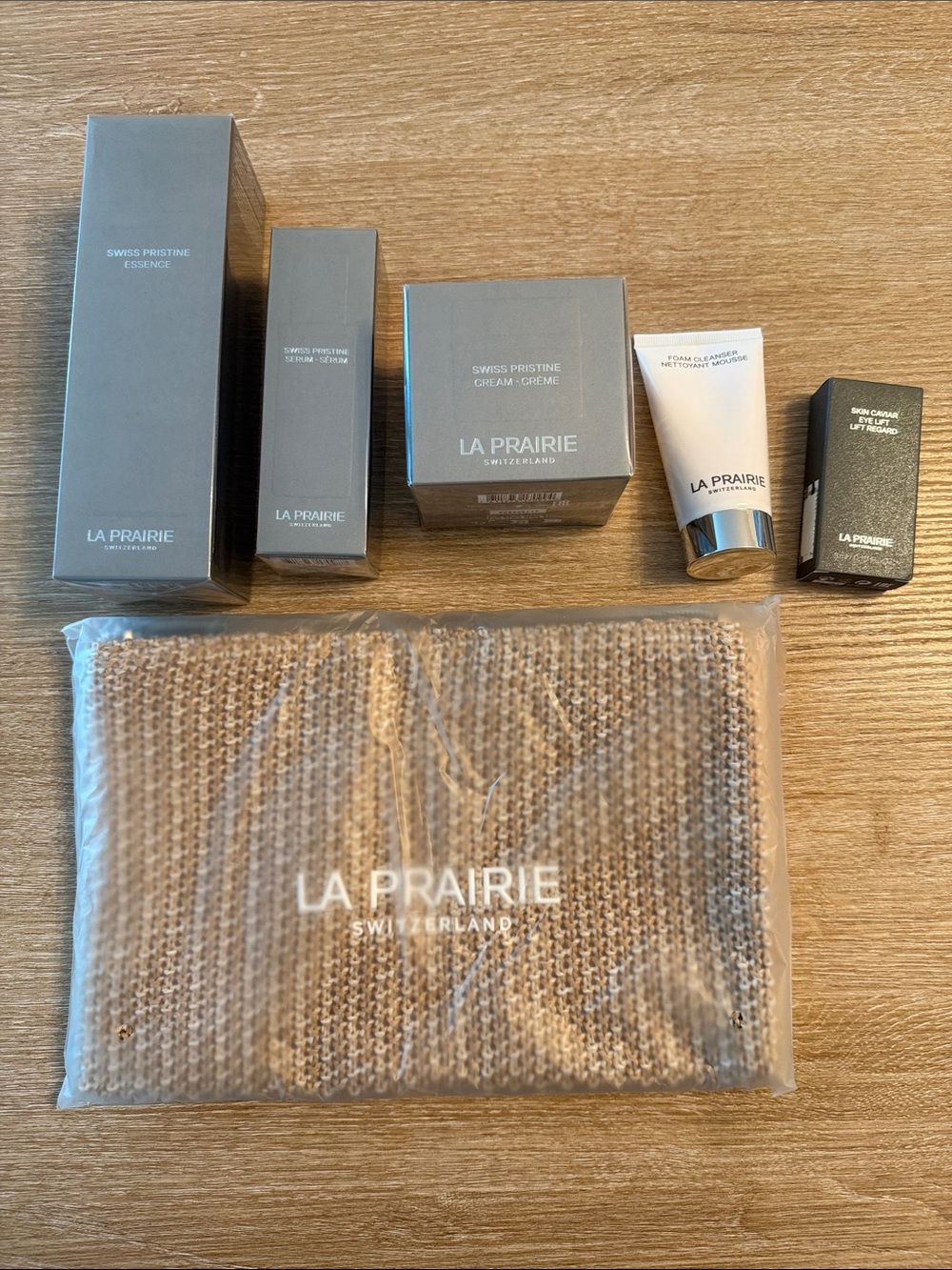 New La Prairie Swiss Pristine Cream, Serum, and Essence Set